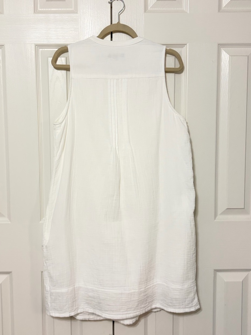 Quince White Sleeveless Pintuck Button-Front Mini Dress - Picture 2 of 11